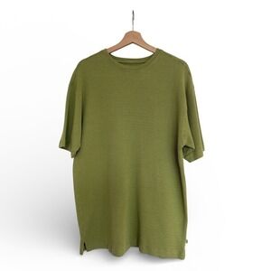 Tommy Bahama Lime Green Silk Cotton Waffle Knit T-Shirt Short Sleeve Men's Large